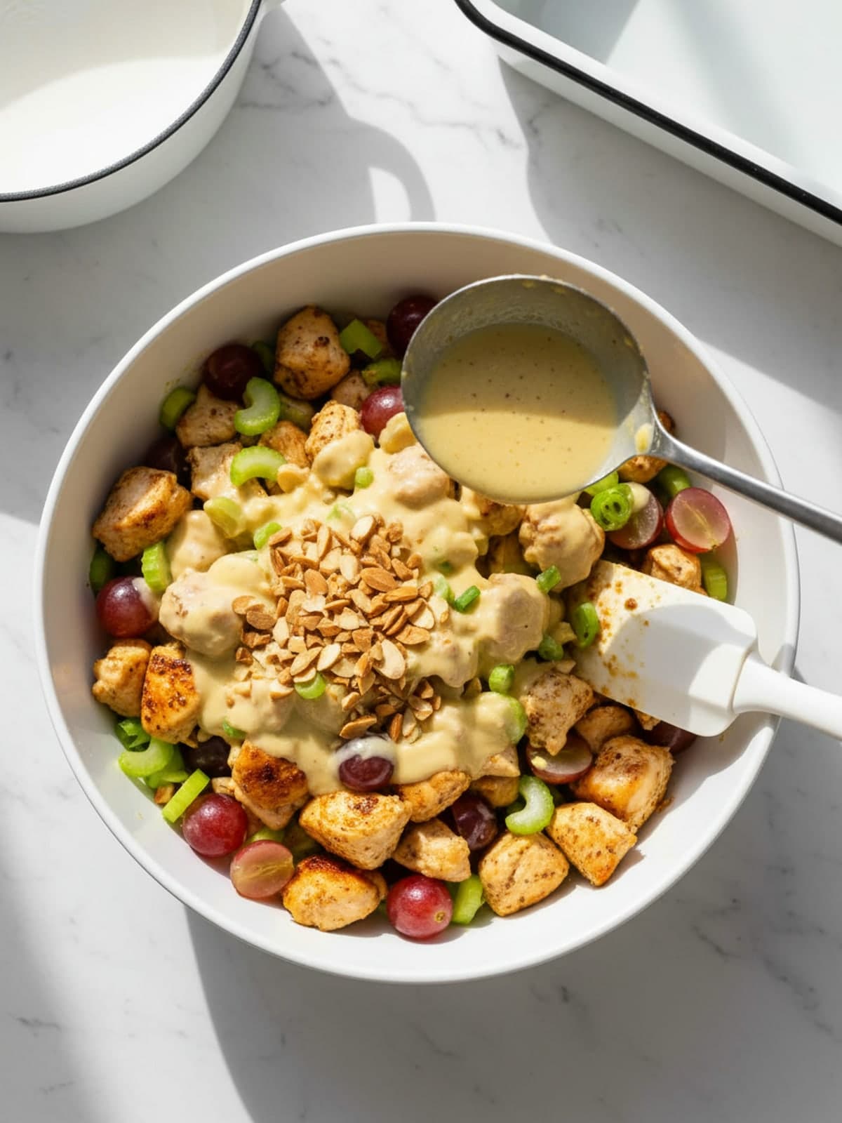 Chicken Salad with Celery and Dijon: Fold without crushing